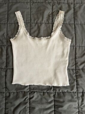 Cotton on Lace-Trim Ribbed Tank Top